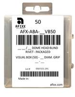 AFX-ABA56-VB50 Aluminum/Aluminum 5/32" Open End Dome Head - Visual Box